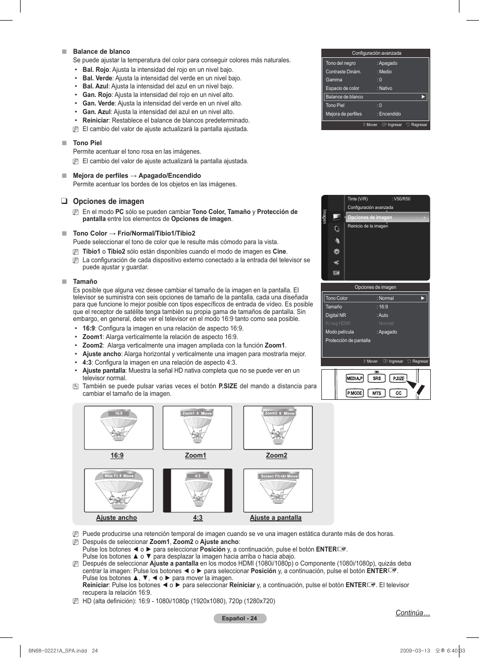 Opciones de imagen | Samsung PN58B560T5FXZA User Manual | Page 77 / 107