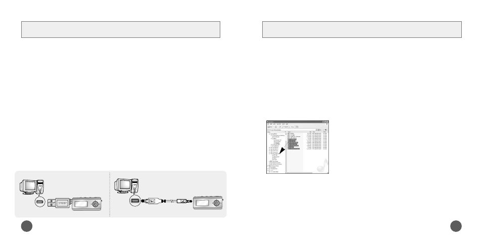 Downloading/uploading files, Connecting the usb cable | Samsung YP-T6X-XAP User Manual | Page 2 / 2