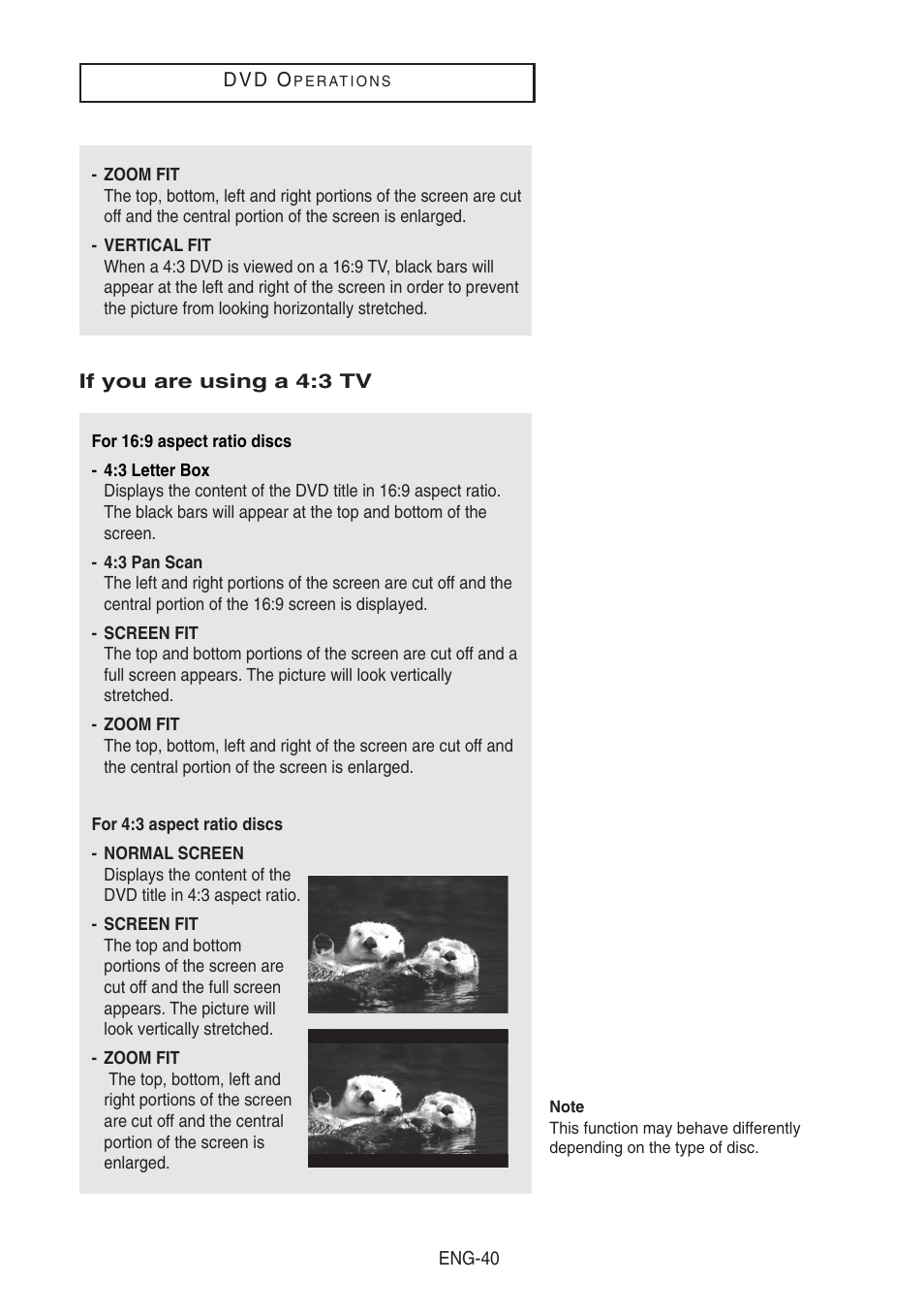 If you are using a 4:3 tv | Samsung DVD-V8500-XAA User Manual | Page 40 / 87