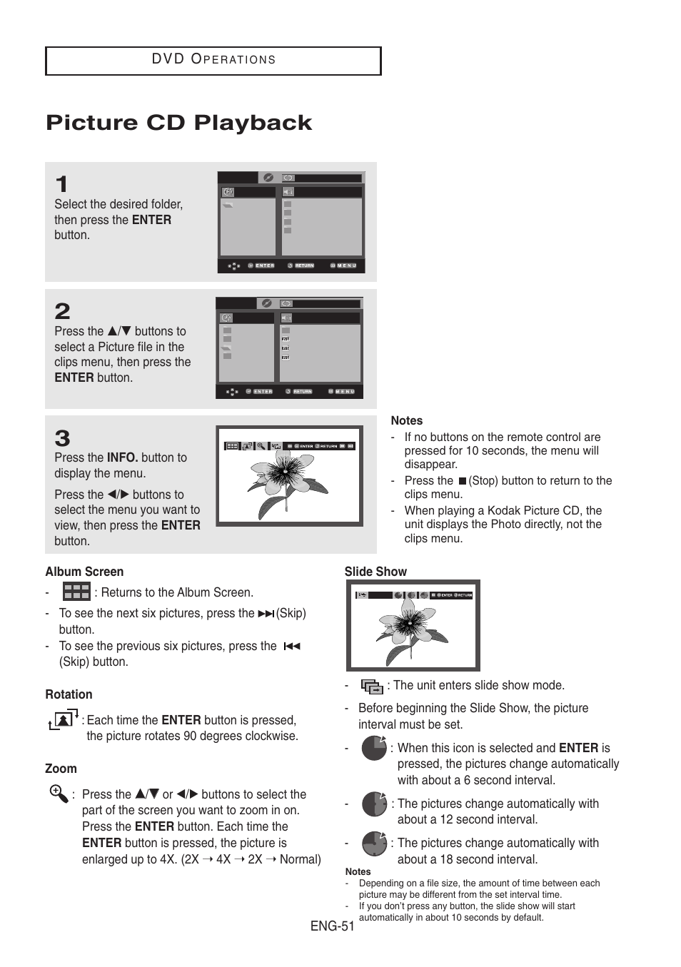 Picture cd playback, D v d o, Eng-51 | Samsung DVD-V8500-XAA User Manual | Page 51 / 87
