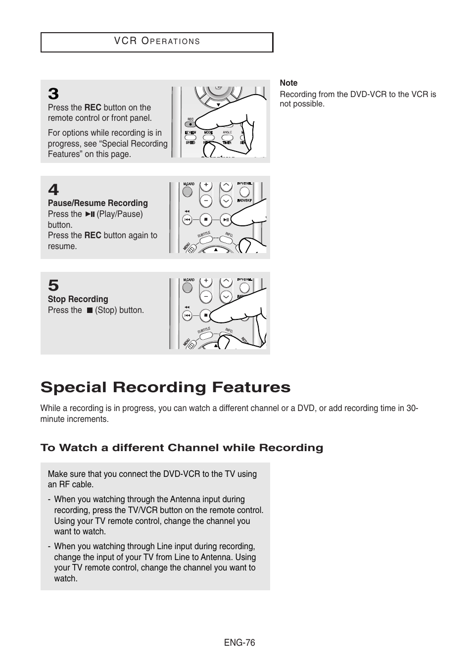Special recording features | Samsung DVD-V8500-XAA User Manual | Page 76 / 87