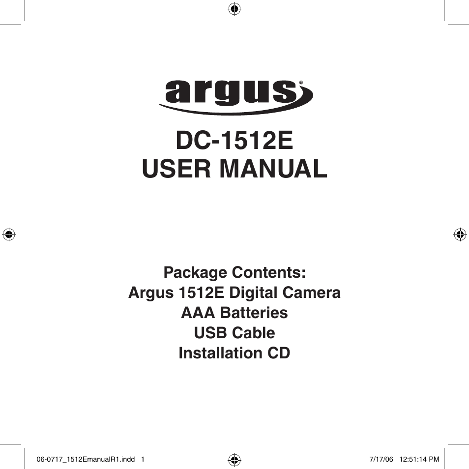 Argus Camera Argus DC-1512E User Manual | 19 pages