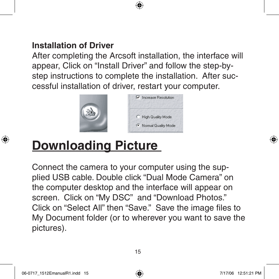 Downloading picture | Argus Camera Argus DC-1512E User Manual | Page 15 / 19