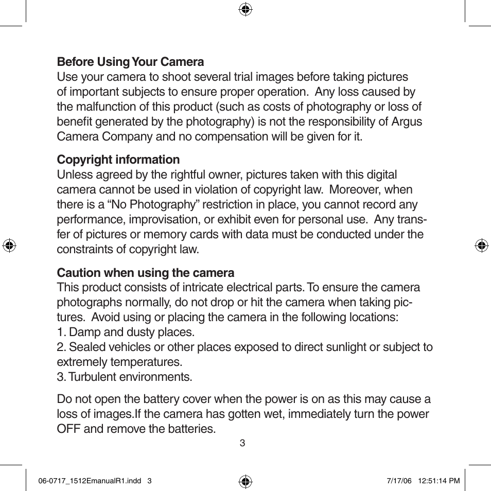 Argus Camera Argus DC-1512E User Manual | Page 3 / 19