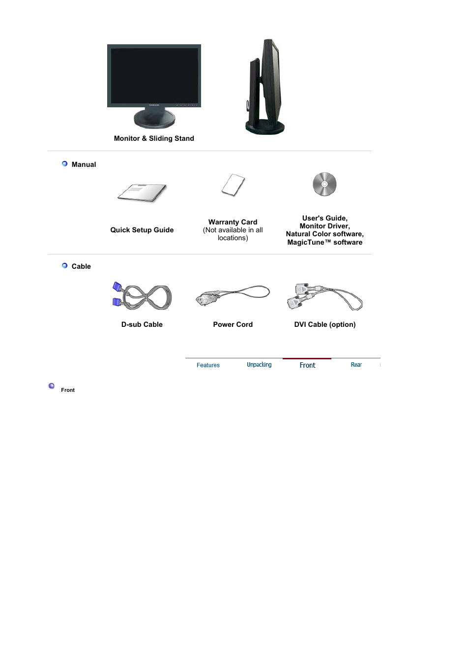 Front | Samsung LS19HAWKBQ-XAA User Manual | Page 11 / 67