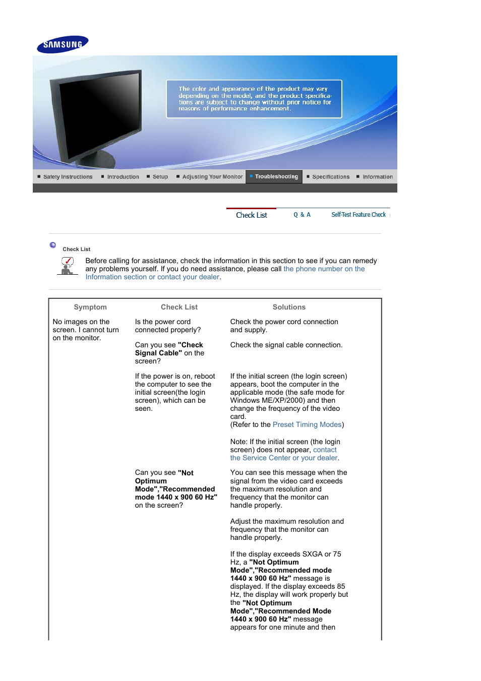 Troubleshooting, Check list | Samsung LS19HAWKBQ-XAA User Manual | Page 46 / 67