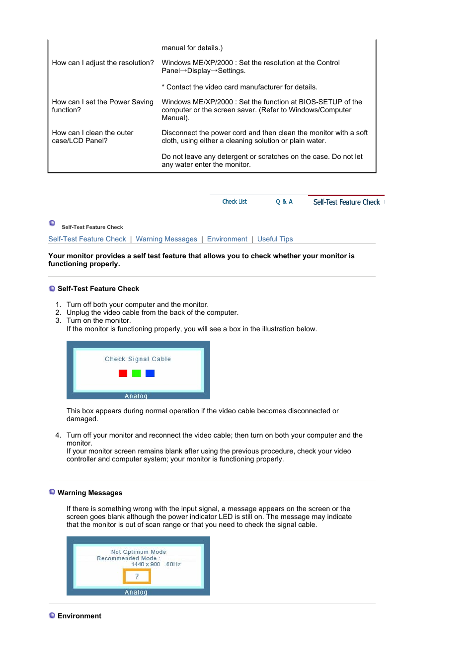 Self-test feature check | Samsung LS19HAWKBQ-XAA User Manual | Page 49 / 67