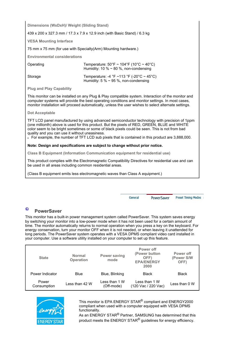 Powersaver | Samsung LS19HAWKBQ-XAA User Manual | Page 52 / 67