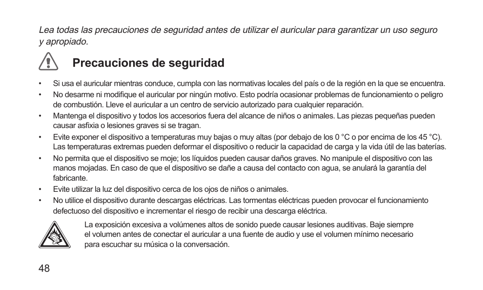 Precauciones de seguridad | Samsung BHS3000NBACSTA User Manual | Page 50 / 92