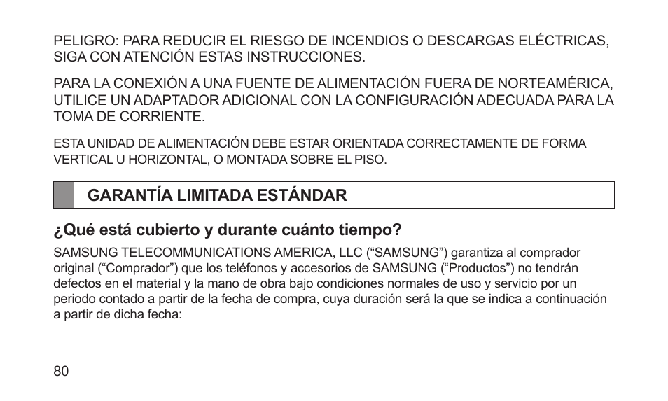 Garantía limitada estándar | Samsung BHS3000NBACSTA User Manual | Page 82 / 92