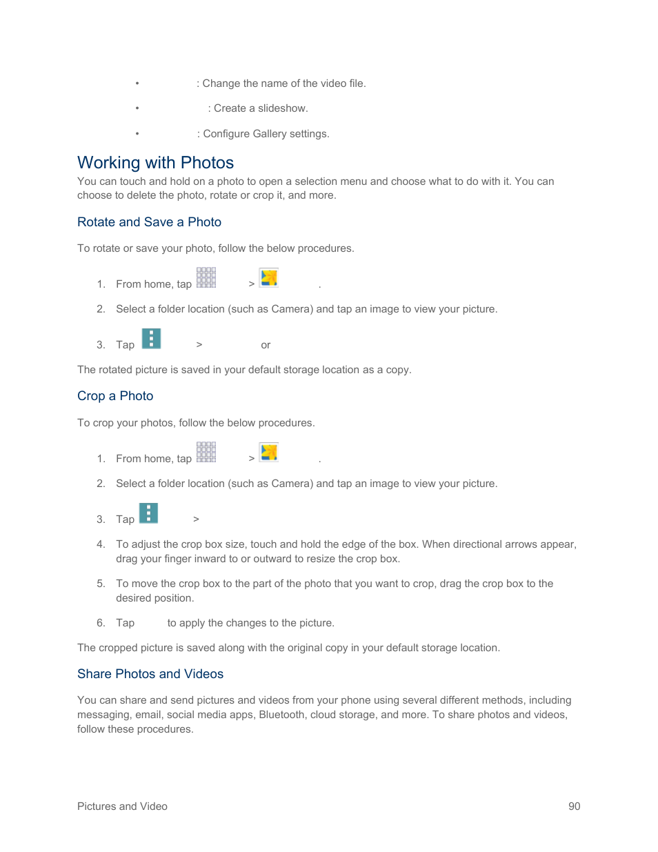 Working with photos | Samsung SM-G900PZWASPR User Manual | Page 102 / 208