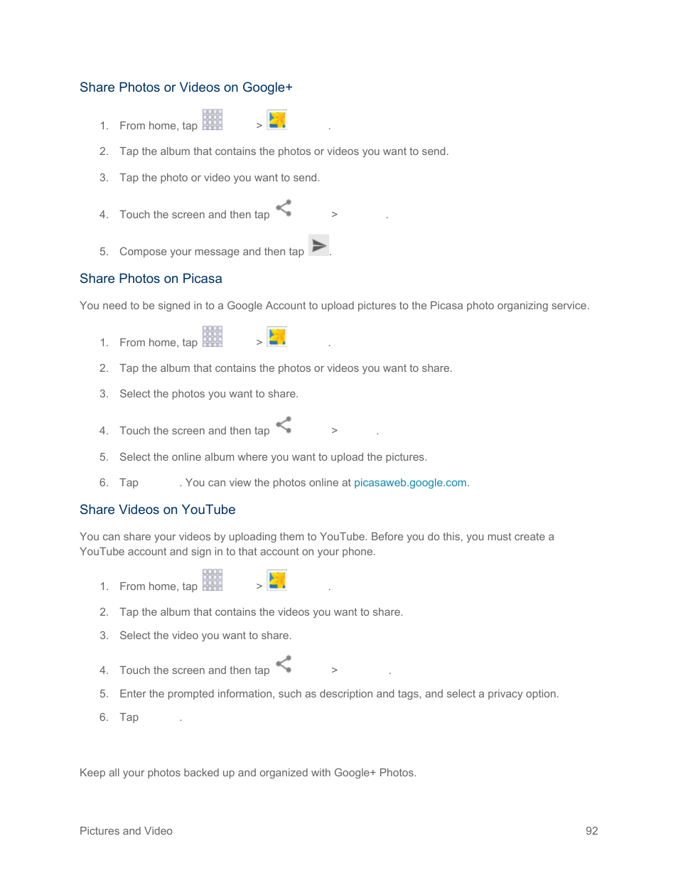 Photos | Samsung SM-G900PZWASPR User Manual | Page 104 / 208