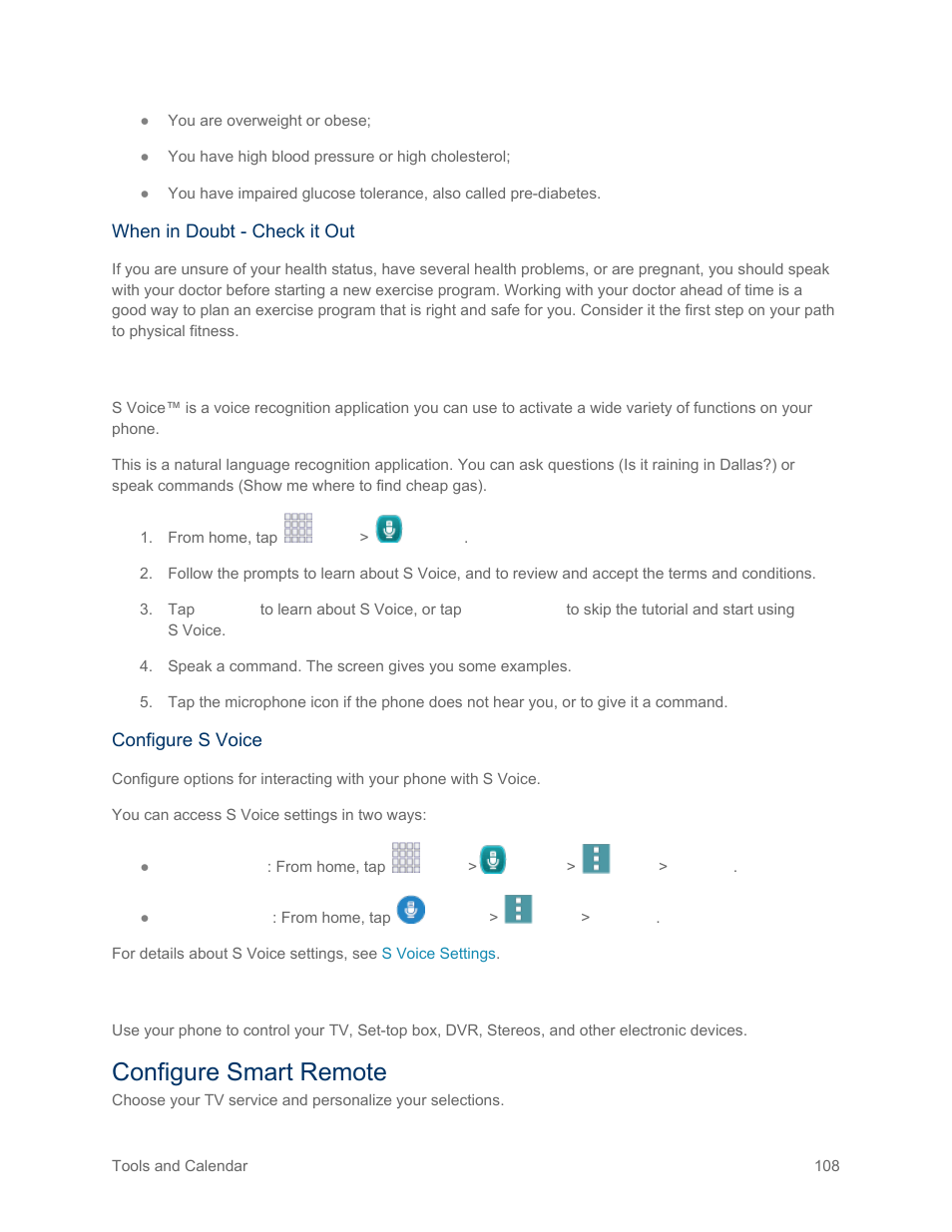 S voice, Smart remote, Configure smart remote | Samsung SM-G900PZWASPR User Manual | Page 120 / 208