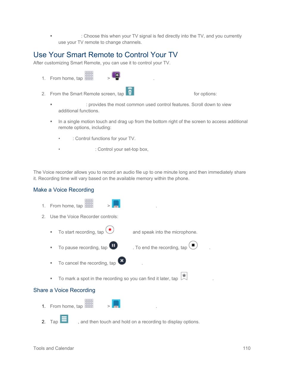 Use your smart remote to control your tv, Voice recorder | Samsung SM-G900PZWASPR User Manual | Page 122 / 208