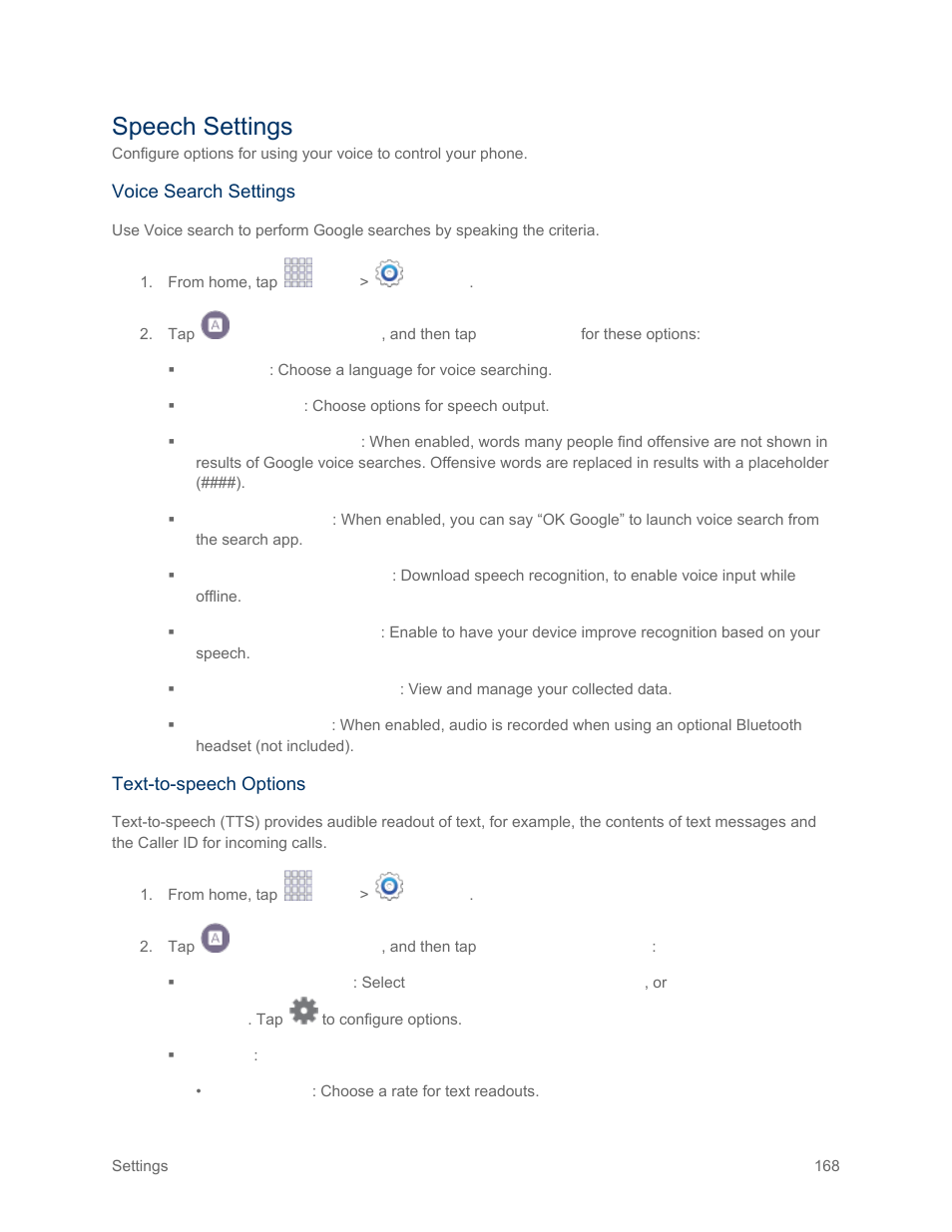 Speech settings | Samsung SM-G900PZWASPR User Manual | Page 180 / 208