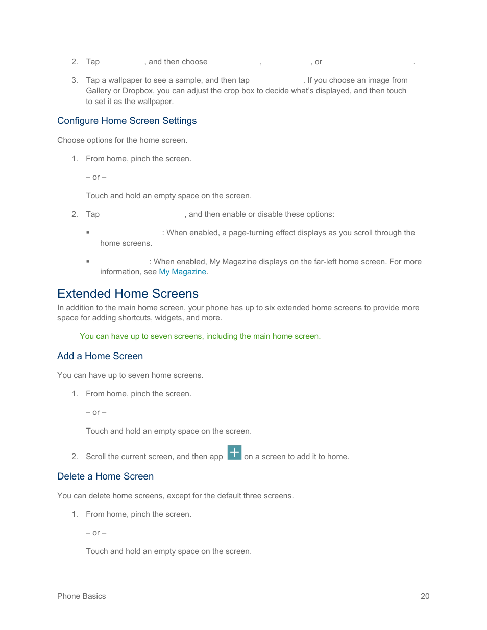 Extended home screens | Samsung SM-G900PZWASPR User Manual | Page 32 / 208