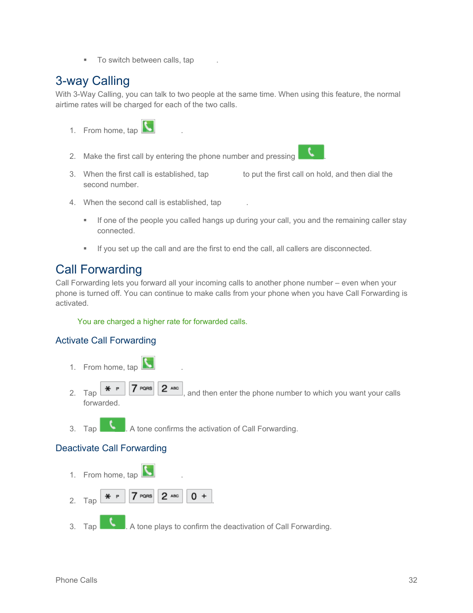 Way calling, Call forwarding | Samsung SM-G900PZWASPR User Manual | Page 44 / 208