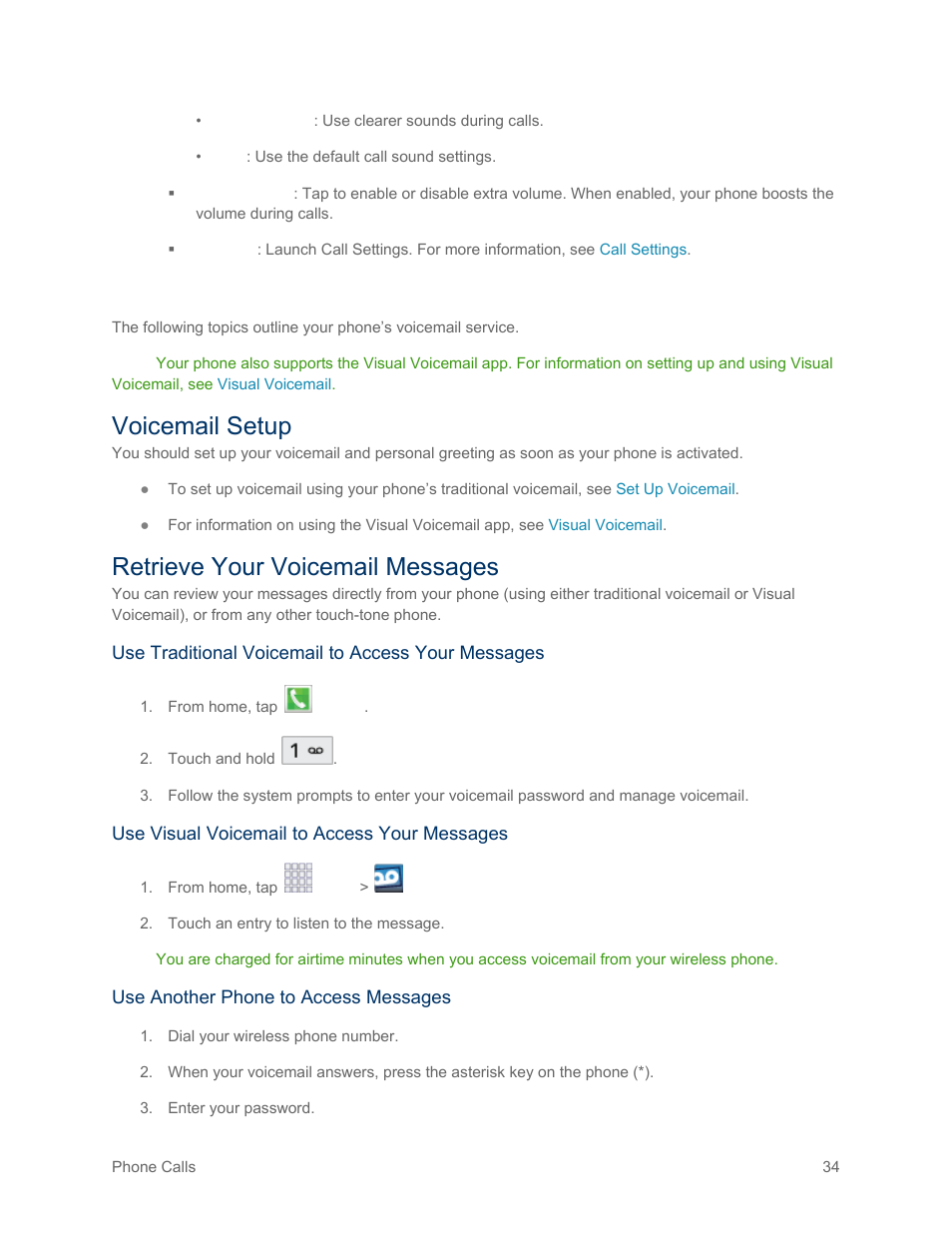 Voicemail, Voicemail setup, Retrieve your voicemail messages | Samsung SM-G900PZWASPR User Manual | Page 46 / 208