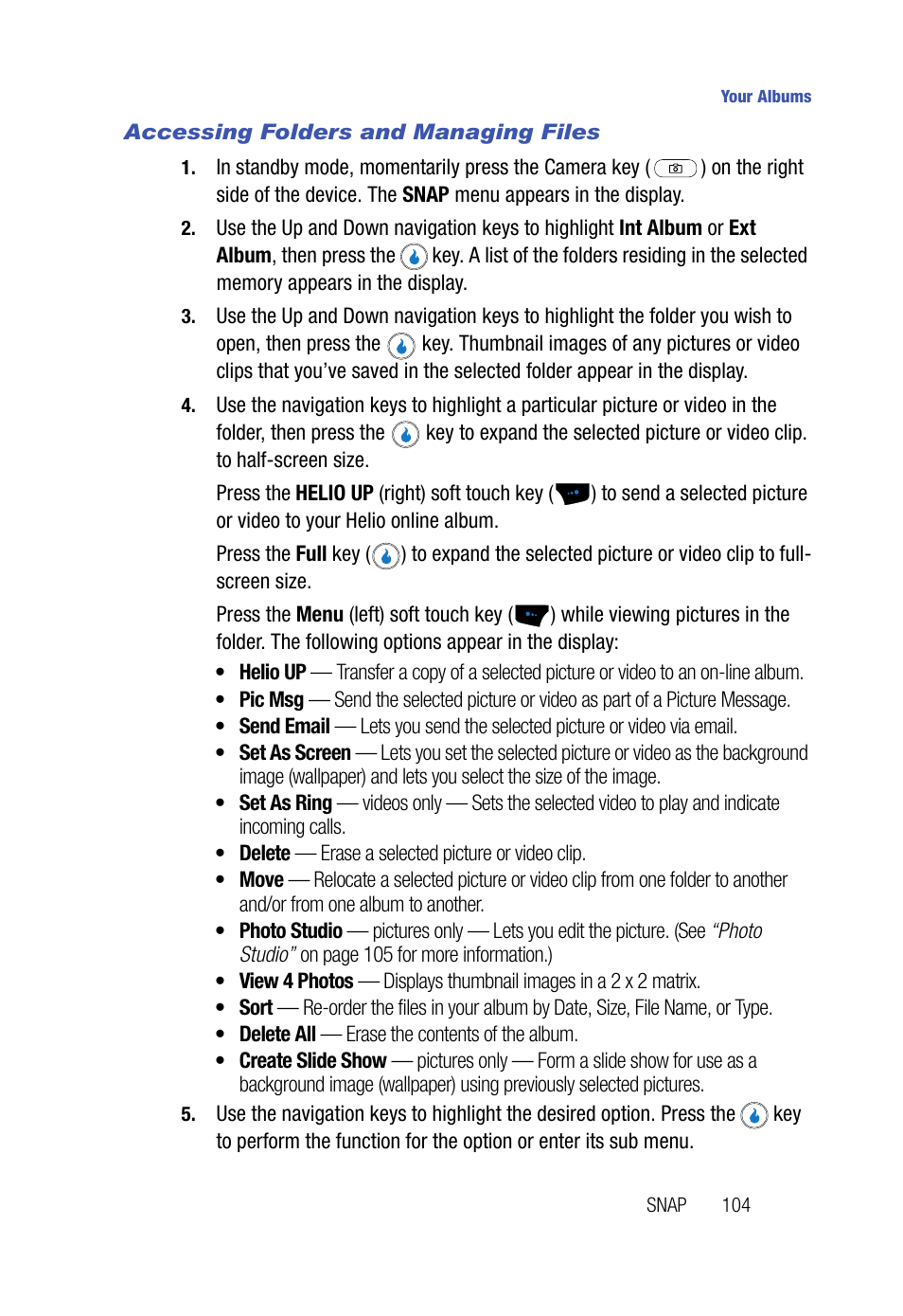Accessing folders and managing files | Samsung SPH-A523HBASKE User Manual | Page 107 / 187
