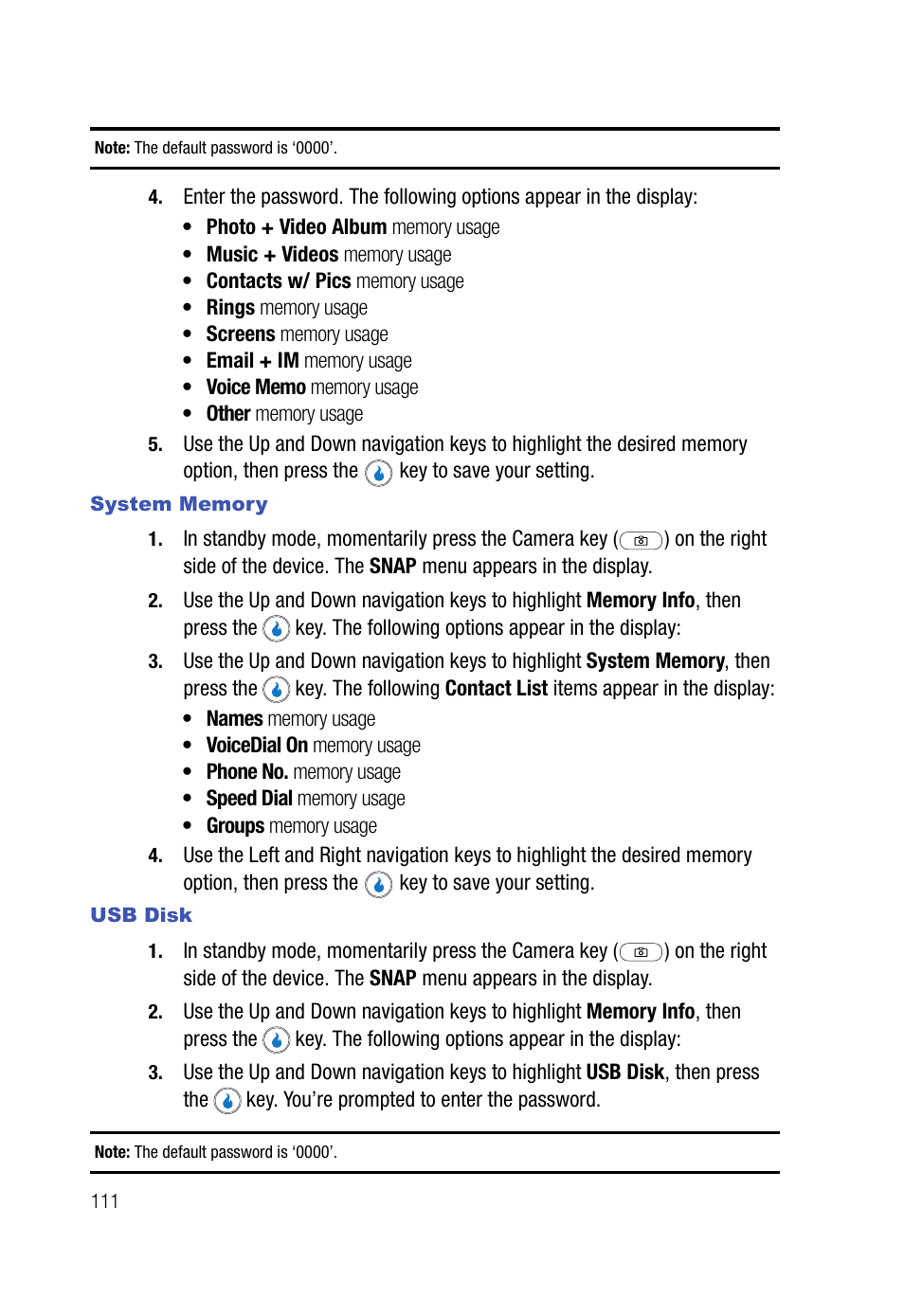 System memory, Usb disk | Samsung SPH-A523HBASKE User Manual | Page 114 / 187