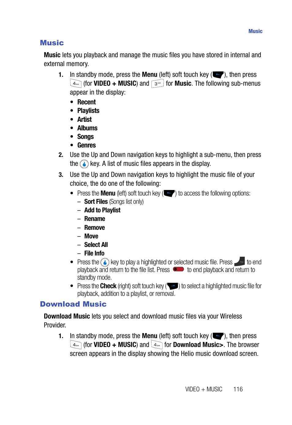 Music, Download music, Music download music | Samsung SPH-A523HBASKE User Manual | Page 119 / 187