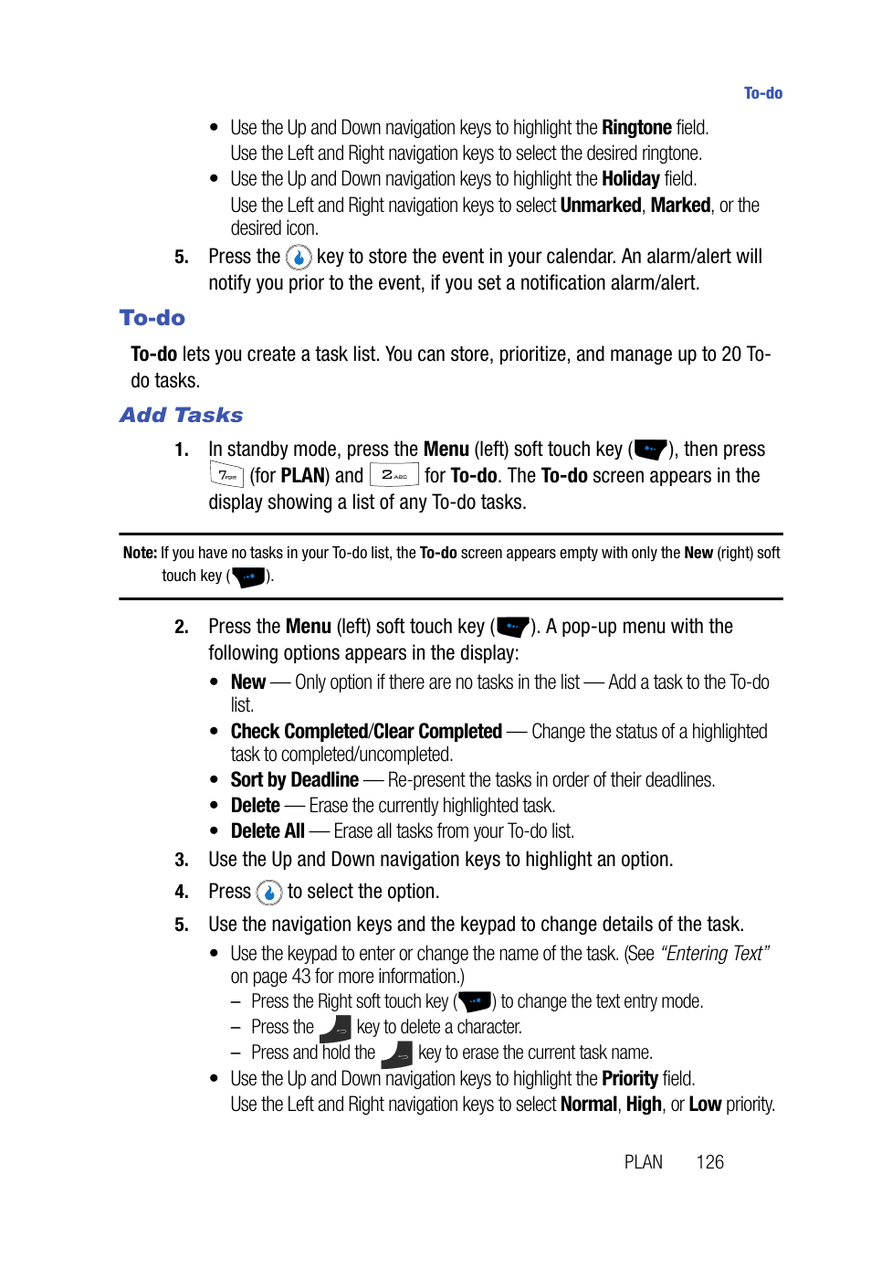 To-do, Add tasks | Samsung SPH-A523HBASKE User Manual | Page 129 / 187