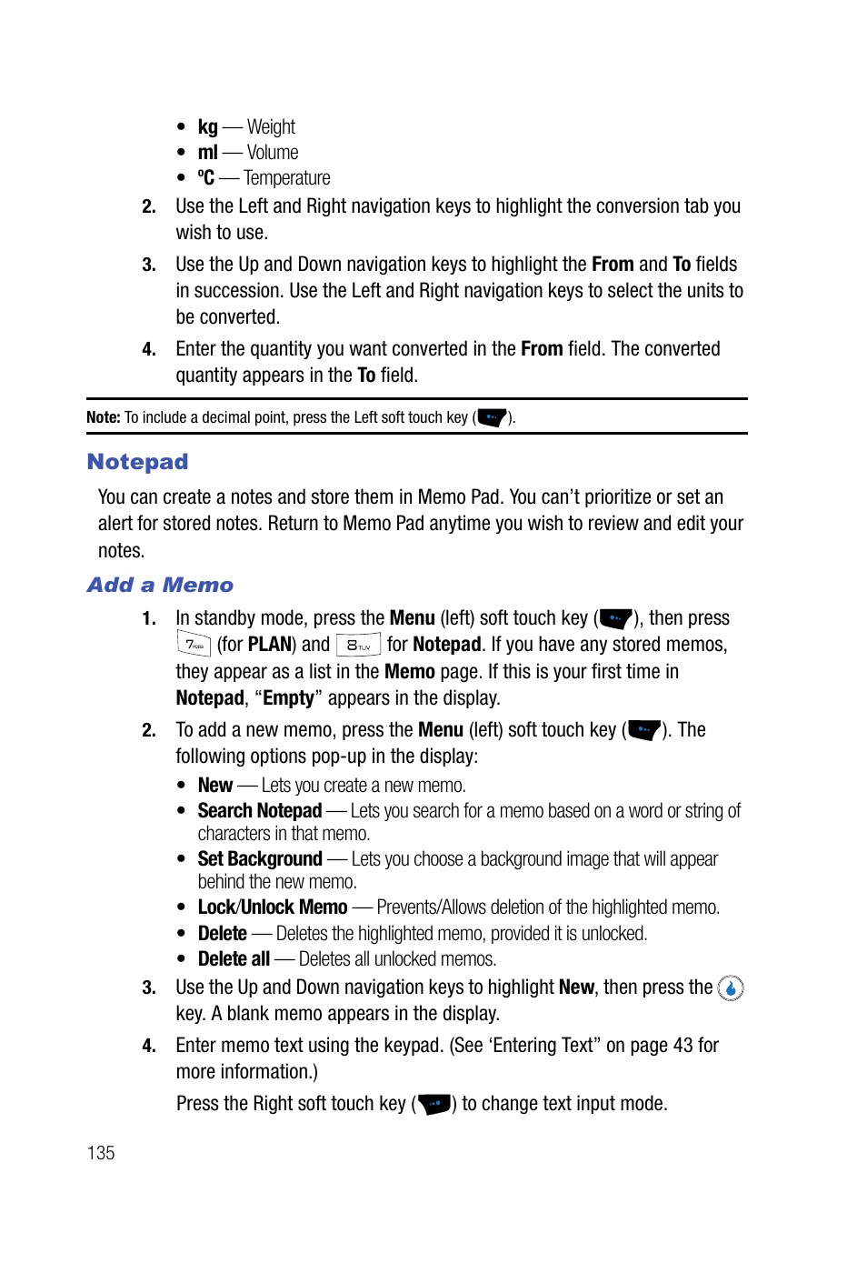 Notepad, Add a memo | Samsung SPH-A523HBASKE User Manual | Page 138 / 187