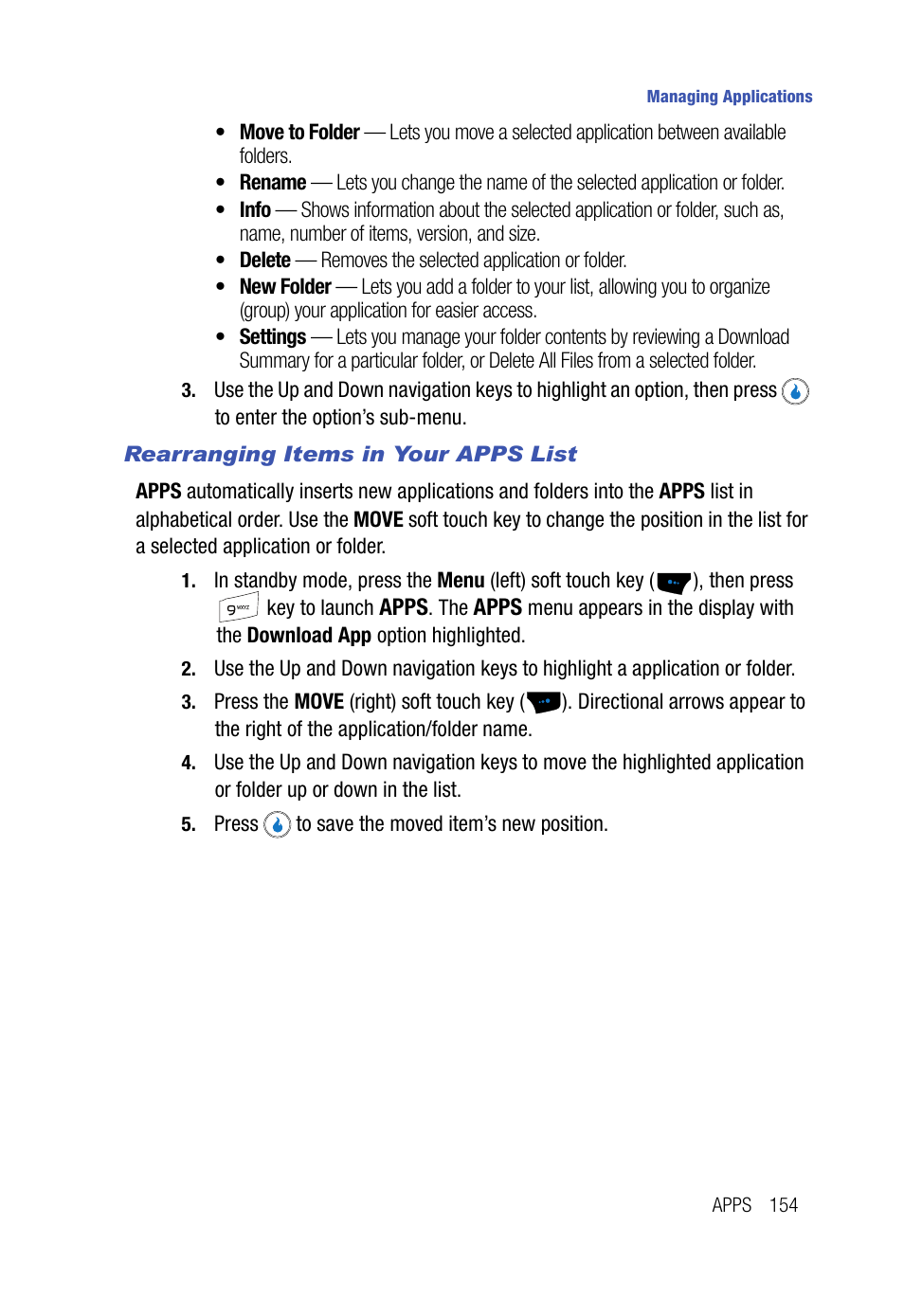 Rearranging items in your apps list | Samsung SPH-A523HBASKE User Manual | Page 157 / 187