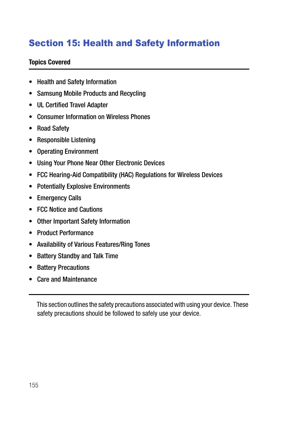Section 15: health and safety information | Samsung SPH-A523HBASKE User Manual | Page 158 / 187