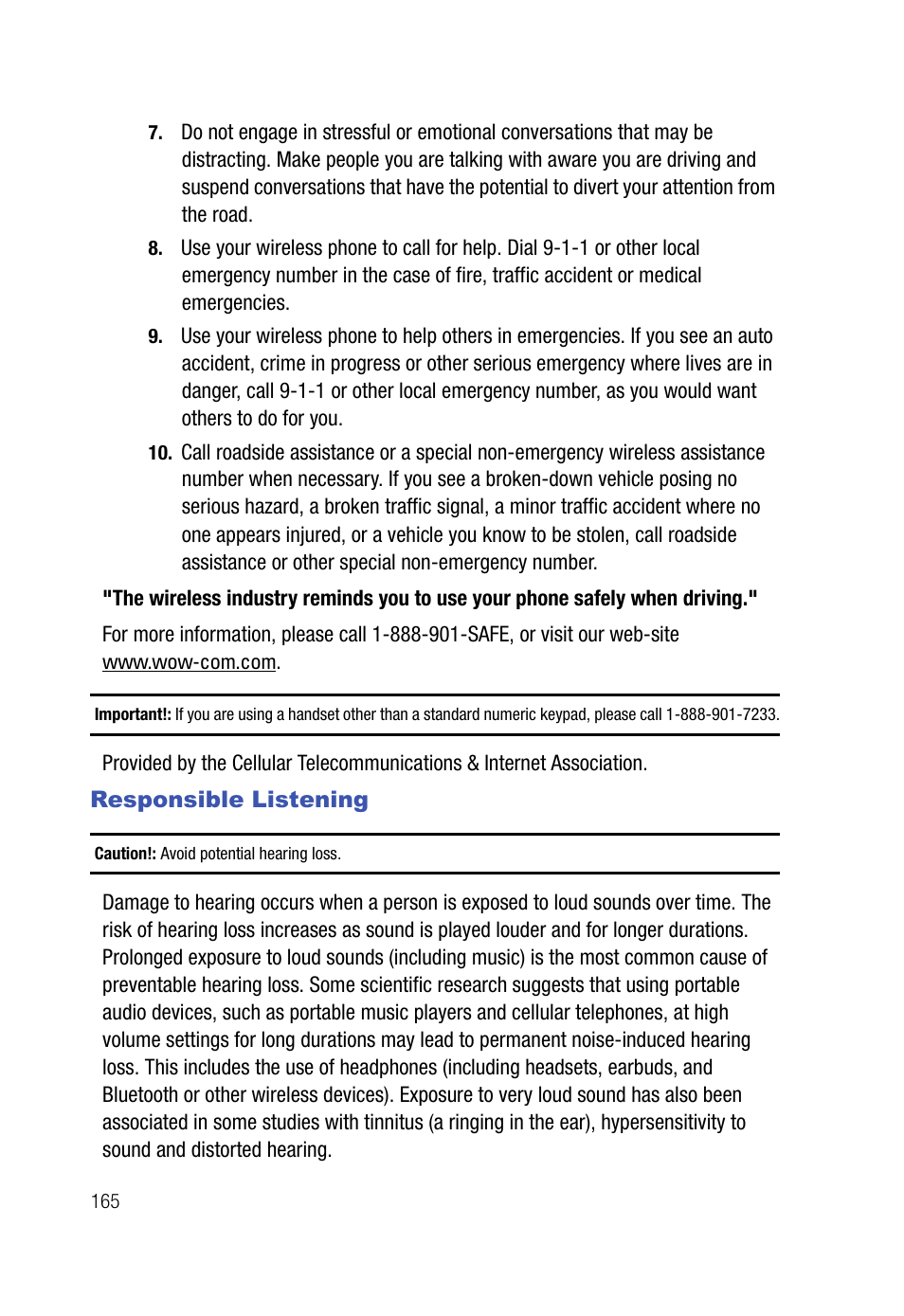 Responsible listening | Samsung SPH-A523HBASKE User Manual | Page 168 / 187