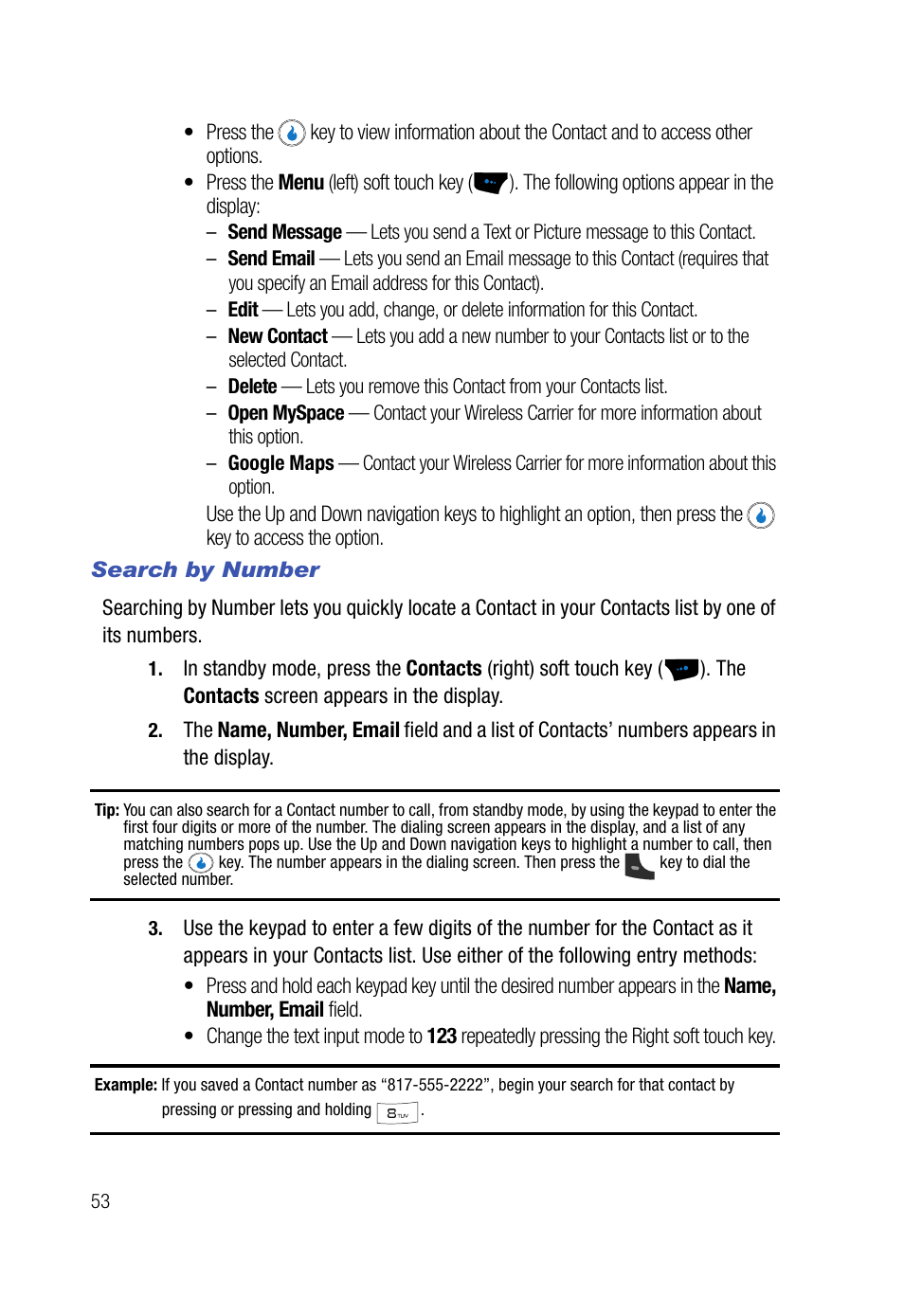 Search by number | Samsung SPH-A523HBASKE User Manual | Page 56 / 187