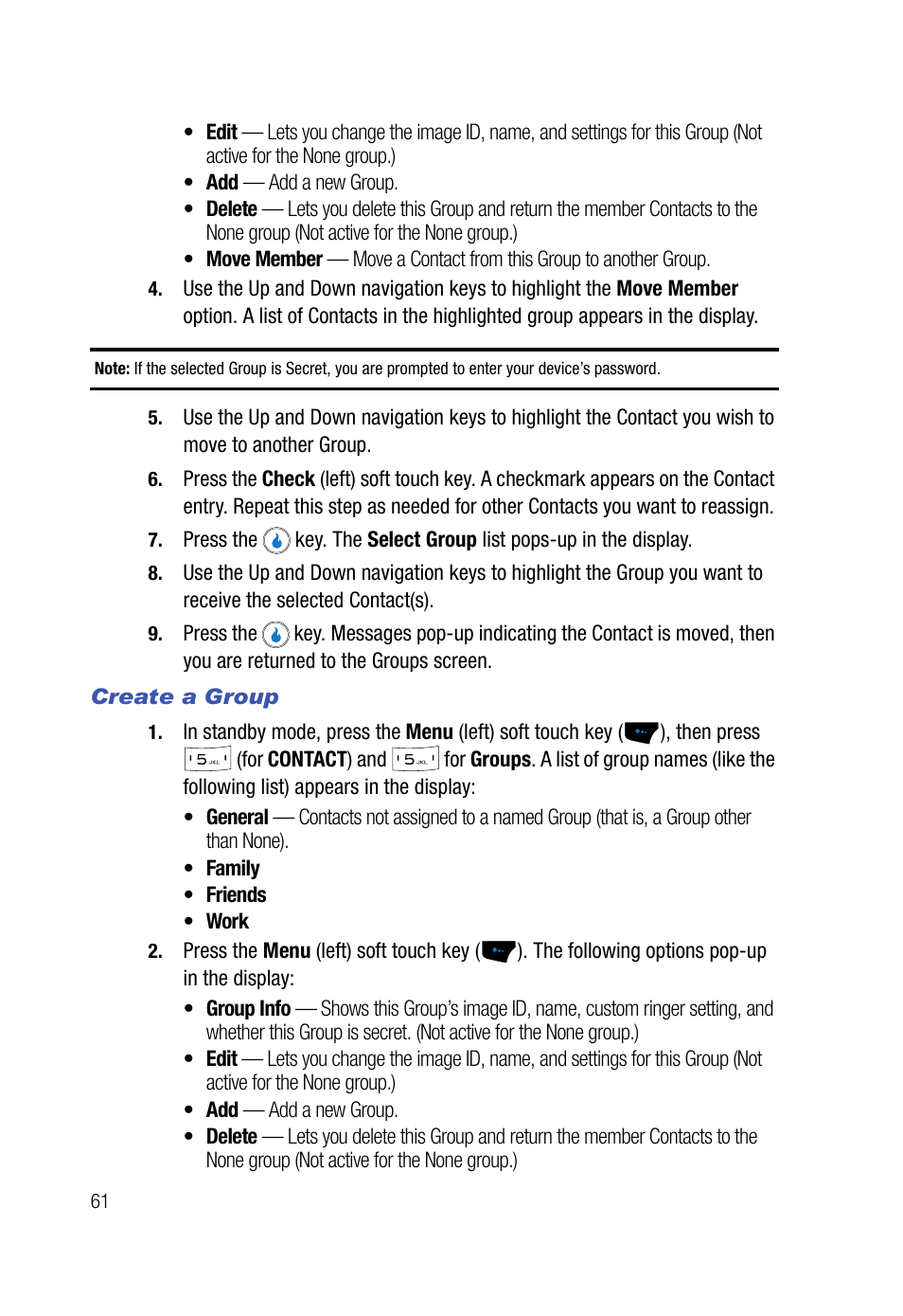 Create a group | Samsung SPH-A523HBASKE User Manual | Page 64 / 187