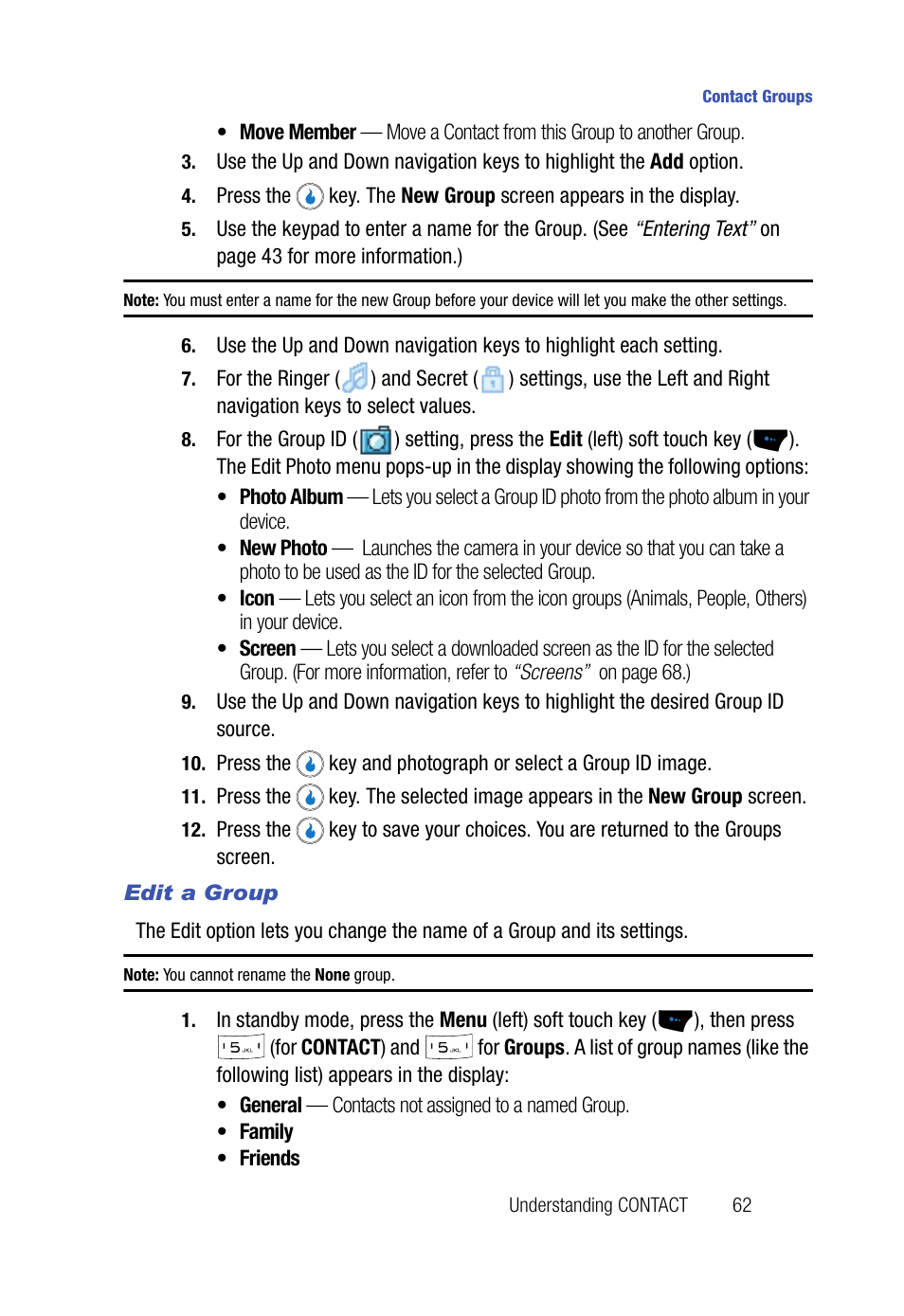 Edit a group | Samsung SPH-A523HBASKE User Manual | Page 65 / 187