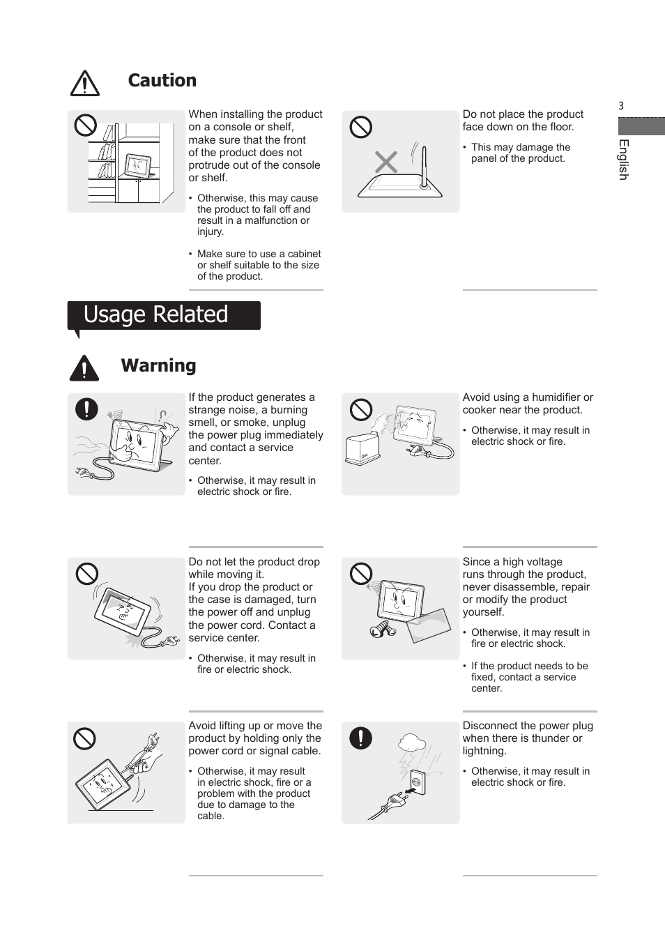 Usage related, 경고 주의 경고 주의, Caution | Warning | Samsung LP07TSLSBT-ZA User Manual | Page 4 / 13
