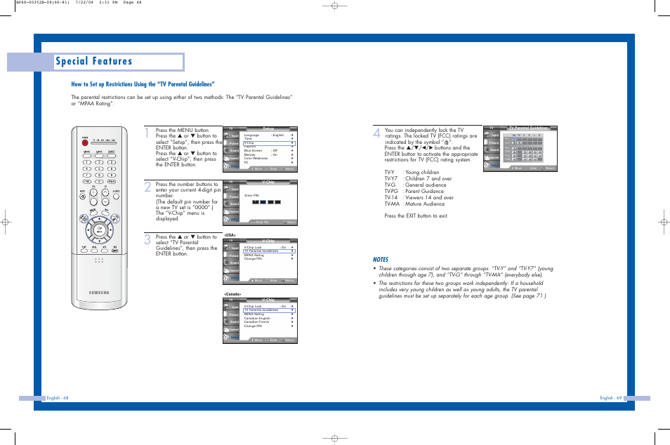 Special features | Samsung HLP5685WX-XAC User Manual | Page 35 / 48