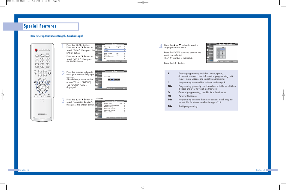 Special features | Samsung HLP5685WX-XAC User Manual | Page 37 / 48