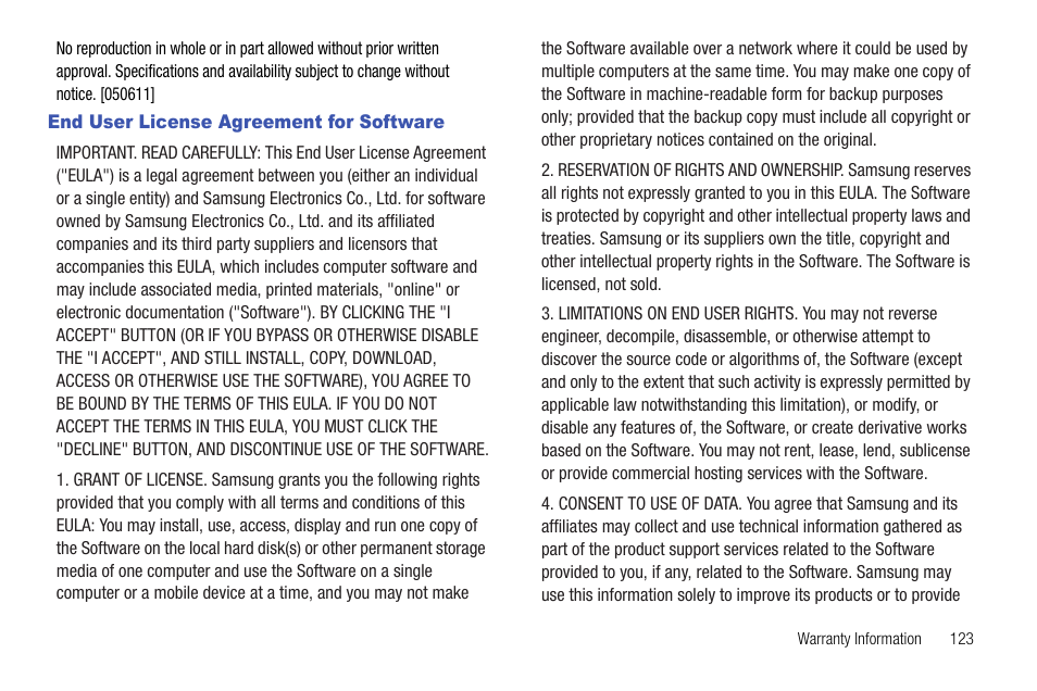 End user license agreement for software | Samsung SCH-R720ZRACRI User Manual | Page 127 / 136