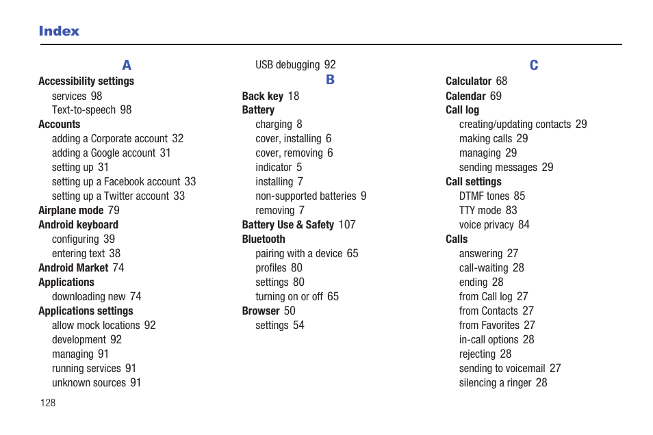 Index | Samsung SCH-R720ZRACRI User Manual | Page 132 / 136