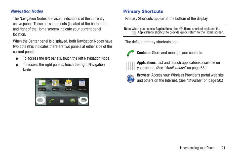 Navigation nodes, Primary shortcuts | Samsung SCH-R720ZRACRI User Manual | Page 25 / 136