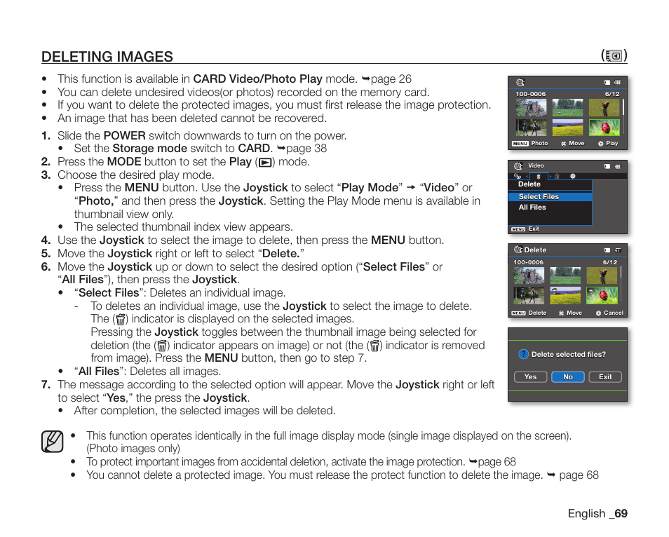 Deleting images | Samsung SC-DX205-XAA User Manual | Page 83 / 147