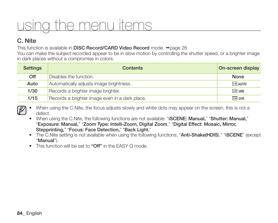 Using the menu items | Samsung SC-DX205-XAA User Manual | Page 98 / 147