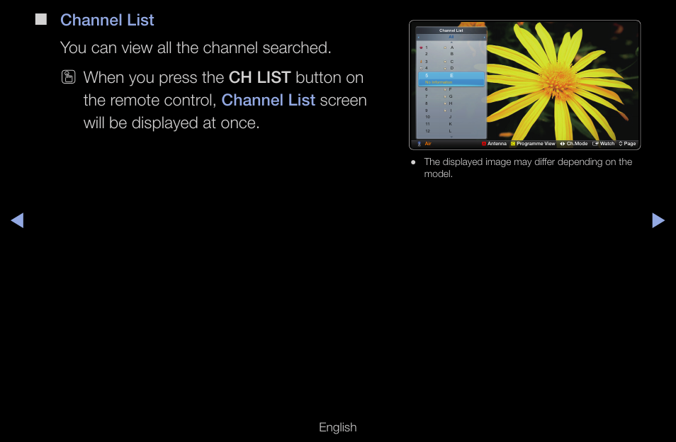 Channel list you can view all the channel searched, English | Samsung UN55D6000SFXZA User Manual | Page 10 / 318