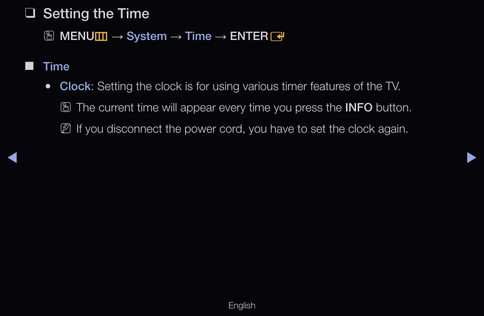 Setting the time | Samsung UN55D6000SFXZA User Manual | Page 124 / 318