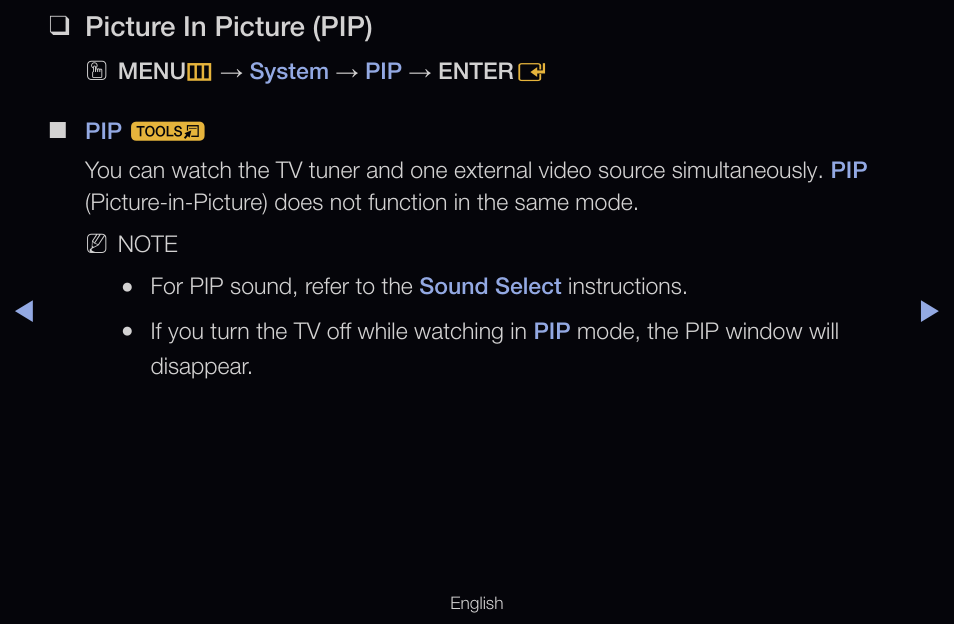 Picture in picture (pip) | Samsung UN55D6000SFXZA User Manual | Page 147 / 318