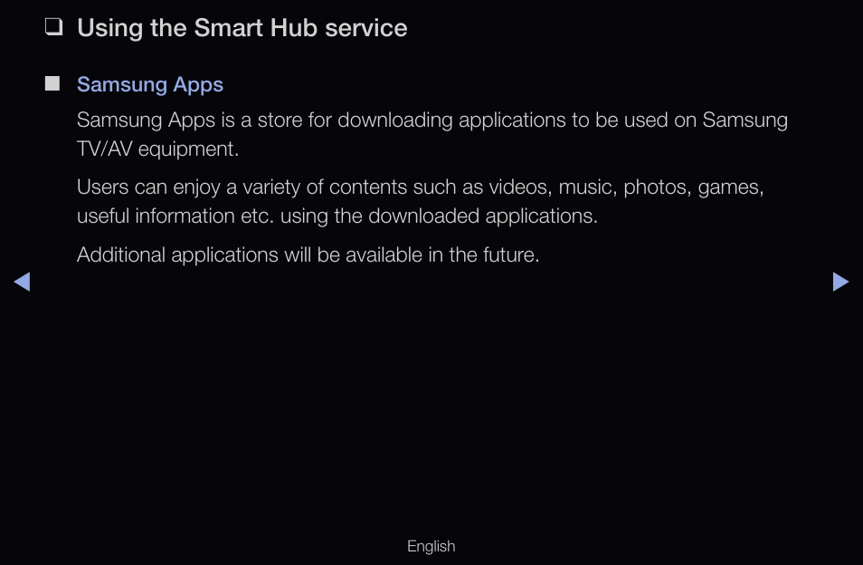 Using the smart hub service | Samsung UN55D6000SFXZA User Manual | Page 186 / 318