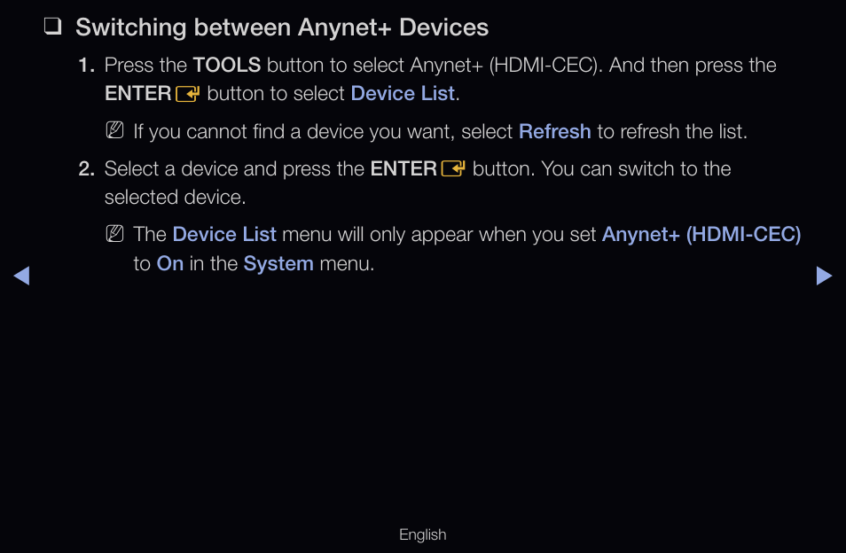 Switching between anynet+ devices | Samsung UN55D6000SFXZA User Manual | Page 219 / 318