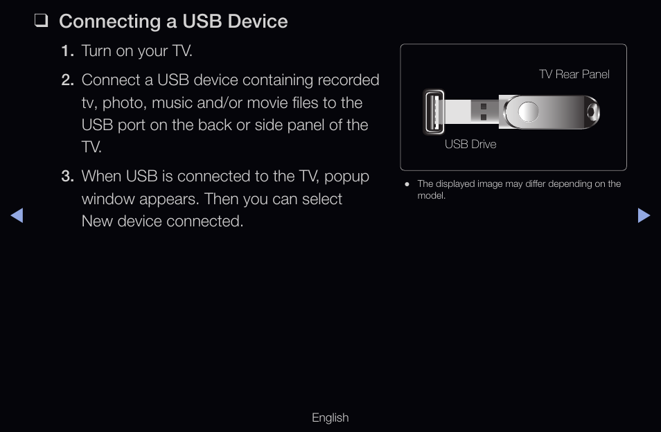 Connecting a usb device | Samsung UN55D6000SFXZA User Manual | Page 224 / 318