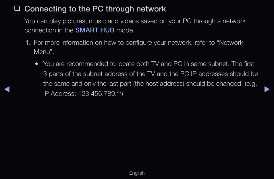 Connecting to the pc through network | Samsung UN55D6000SFXZA User Manual | Page 225 / 318