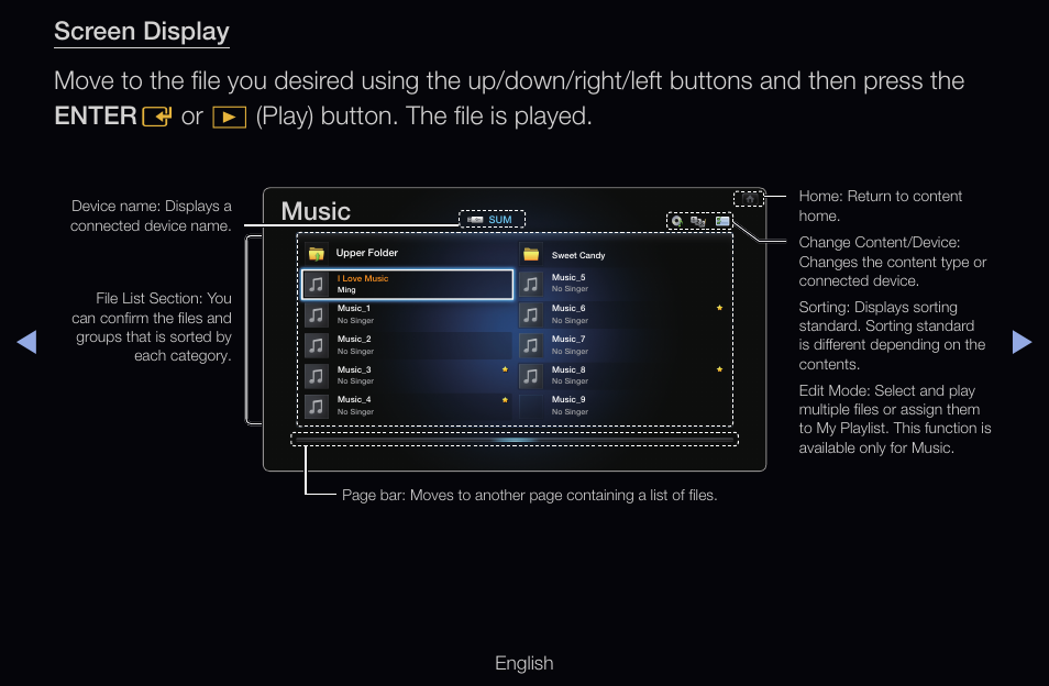 Music, English | Samsung UN55D6000SFXZA User Manual | Page 233 / 318