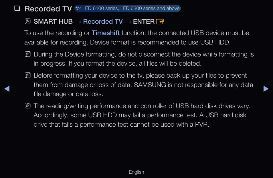 Recorded tv | Samsung UN55D6000SFXZA User Manual | Page 234 / 318